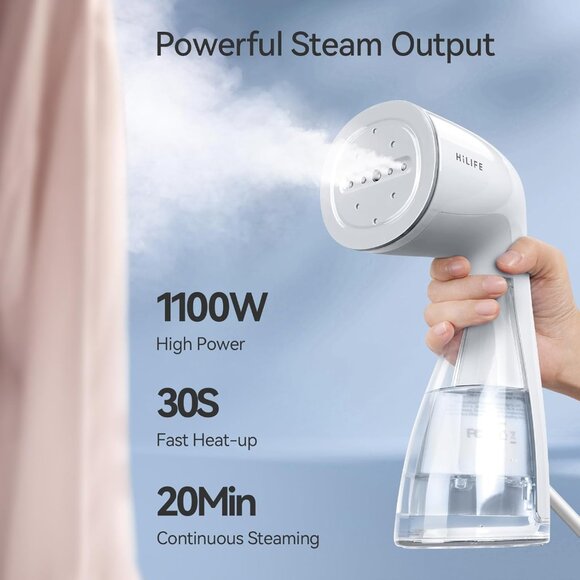 Steamer for Clothes, Handheld Clothes Steamer with Large 300ml Tank, 1100W Cl.65 - Picture 2 of 8